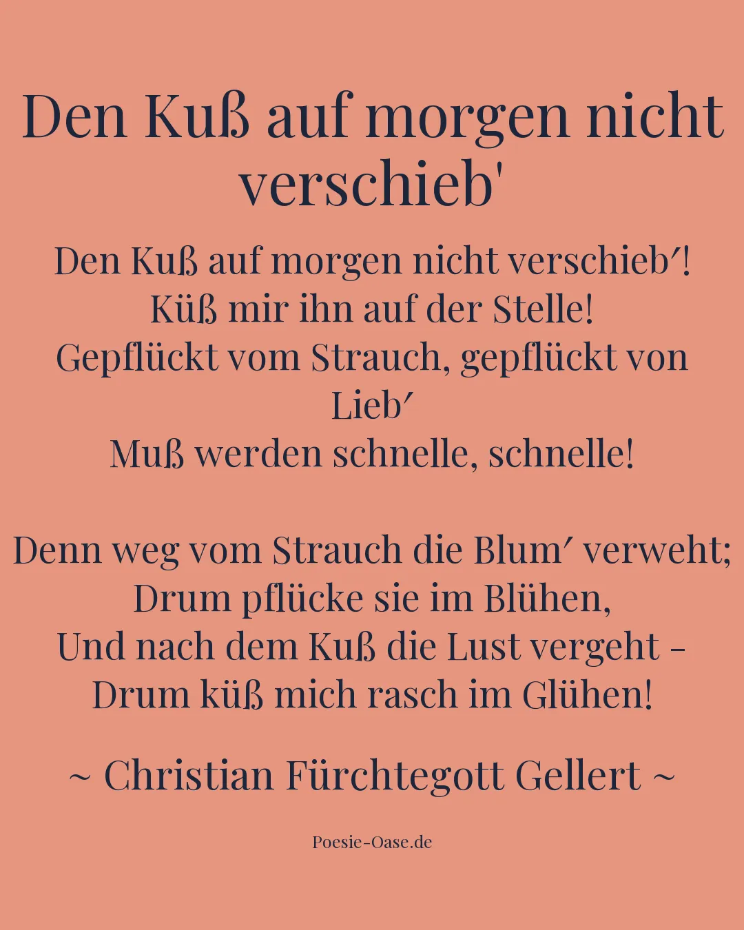 Illustration zu Den Kuß auf morgen nicht verschieb'