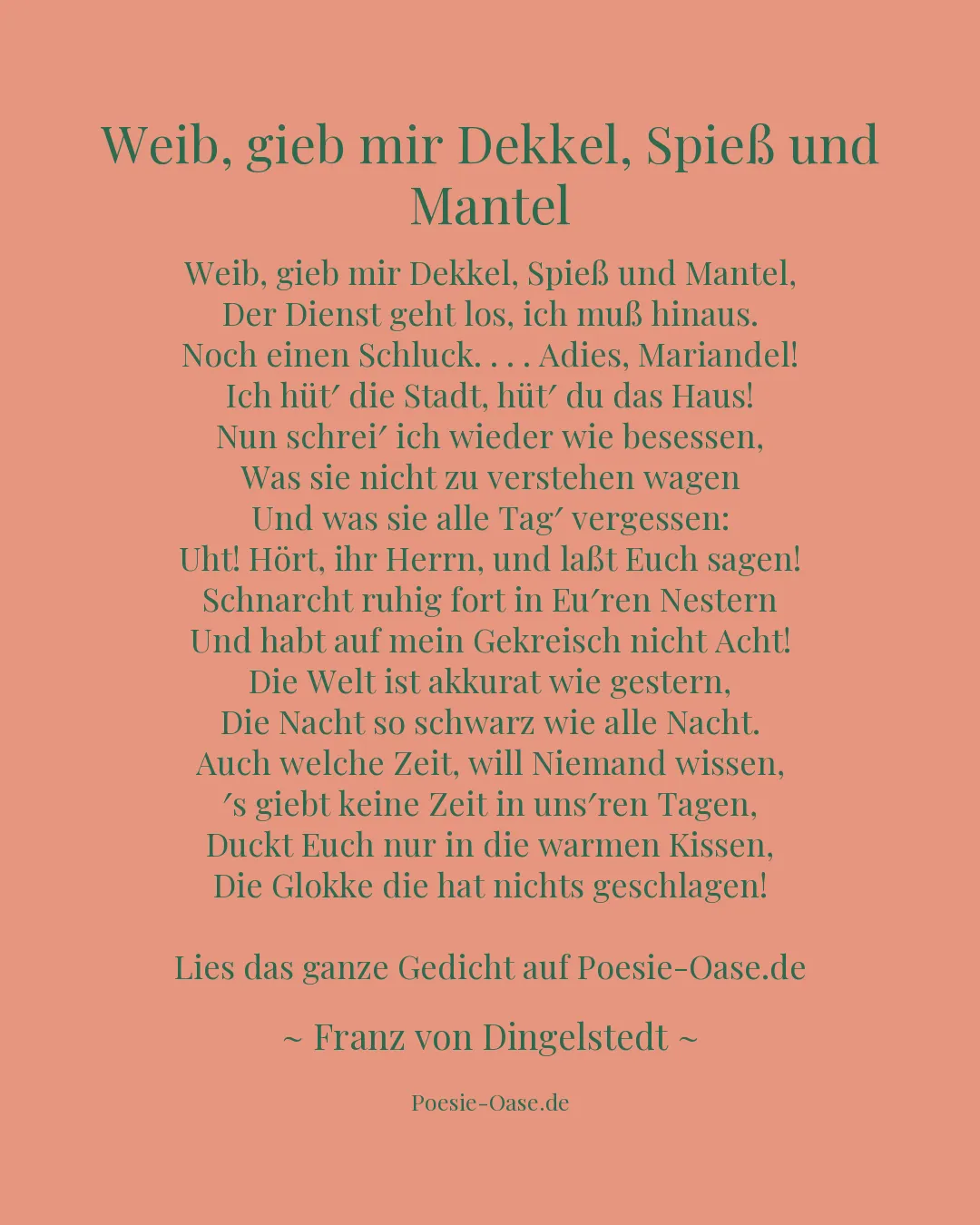 Illustration zu Weib, gieb mir Dekkel, Spieß und Mantel