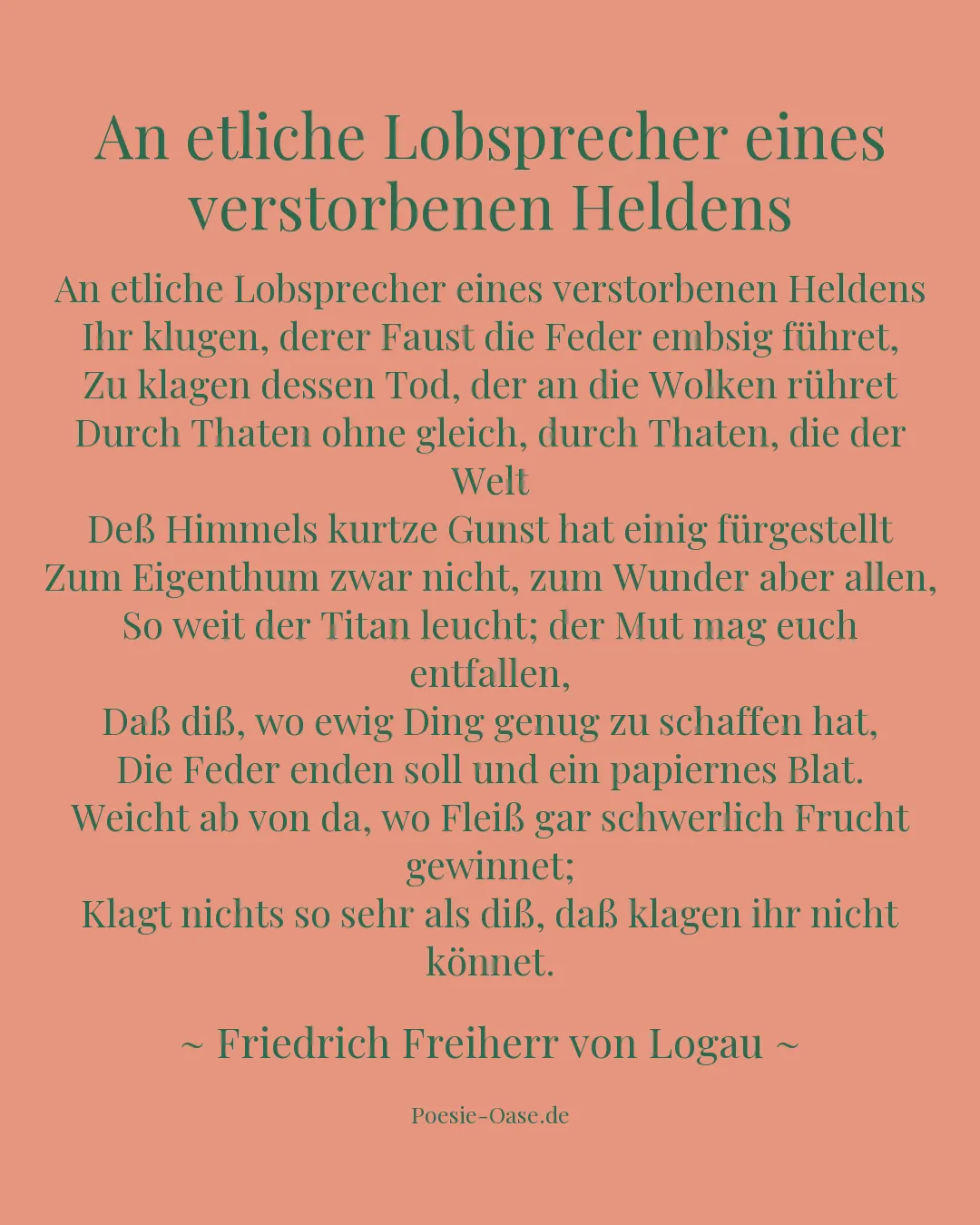 Illustration zu An etliche Lobsprecher eines verstorbenen Heldens