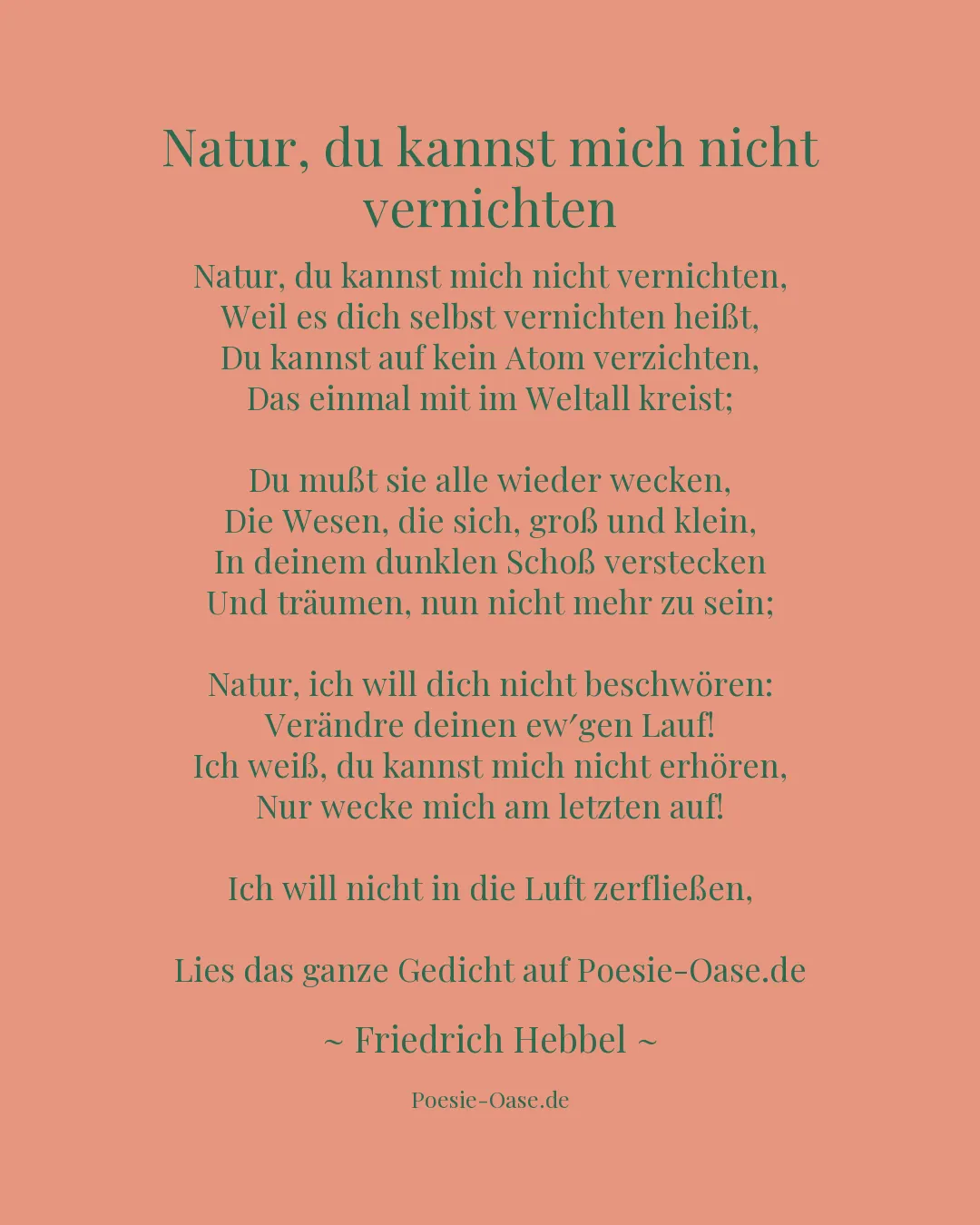 Illustration zu Natur, du kannst mich nicht vernichten