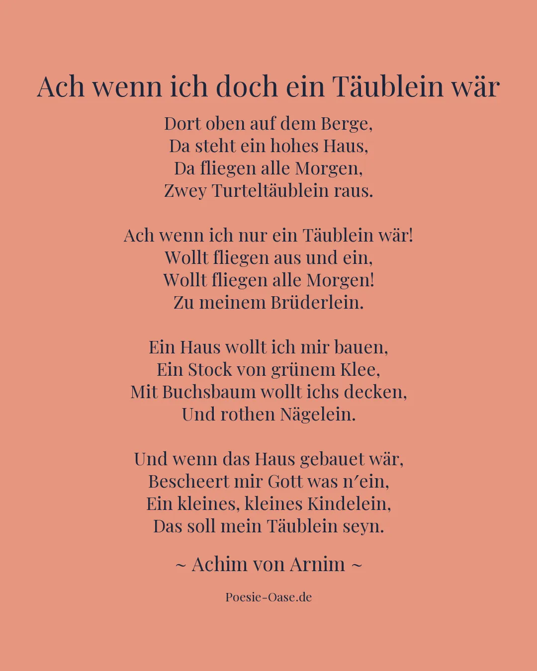 Illustration zu Ach wenn ich doch ein Täublein wär