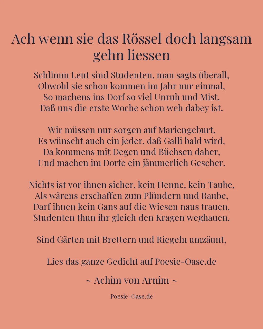 Illustration zu Ach wenn sie das Rössel doch langsam gehn liessen