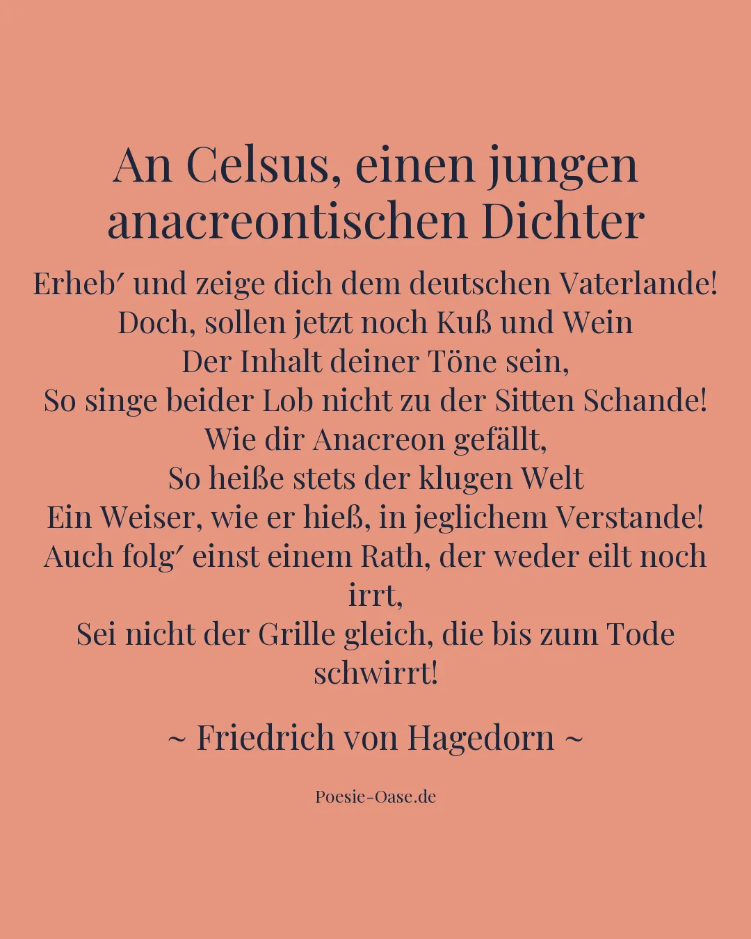 Illustration zu An Celsus, einen jungen anacreontischen Dichter