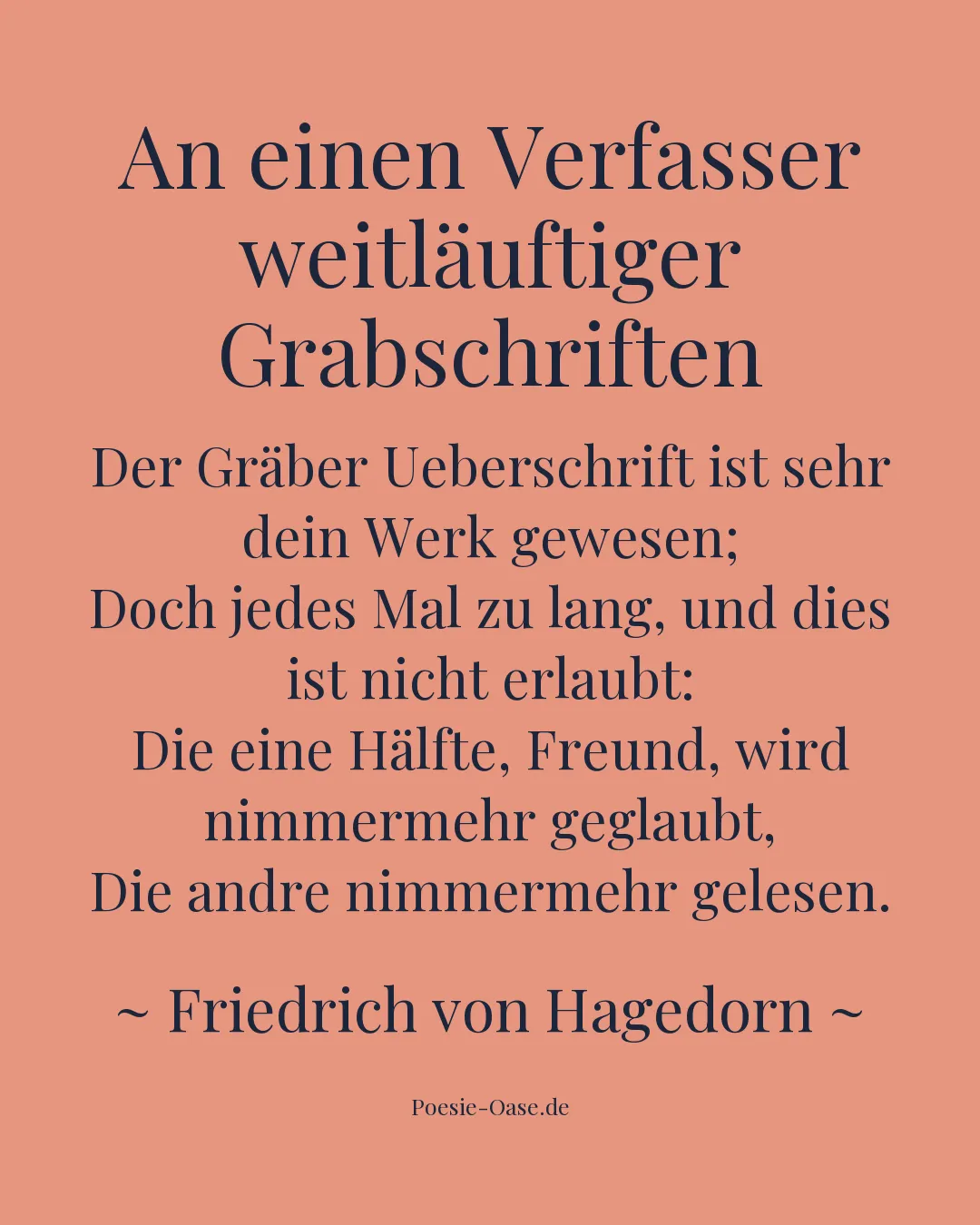 Illustration zu An einen Verfasser weitläuftiger Grabschriften