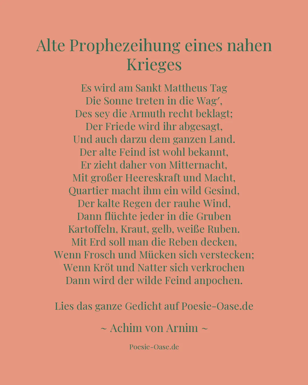 Illustration zu Alte Prophezeihung eines nahen Krieges