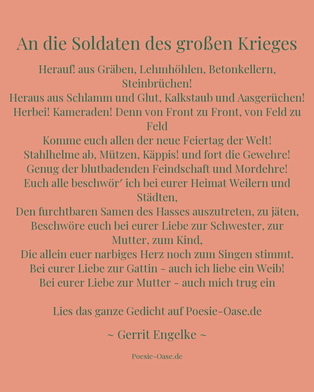 Illustration zu An die Soldaten des großen Krieges