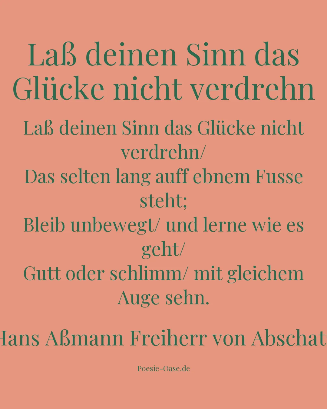Illustration zu Laß deinen Sinn das Glücke nicht verdrehn