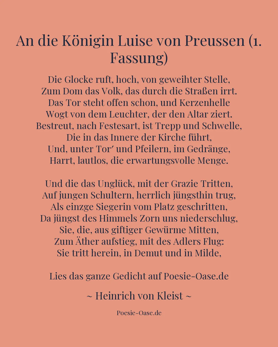 Illustration zu An die Königin Luise von Preussen (1. Fassung)