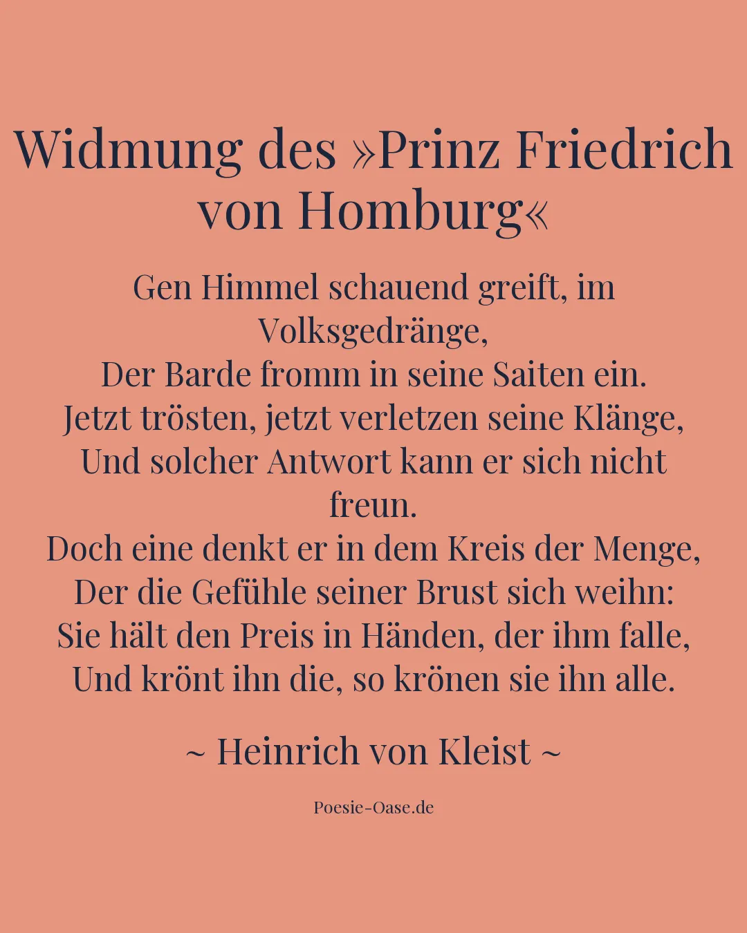 Illustration zu Widmung des »Prinz Friedrich von Homburg«