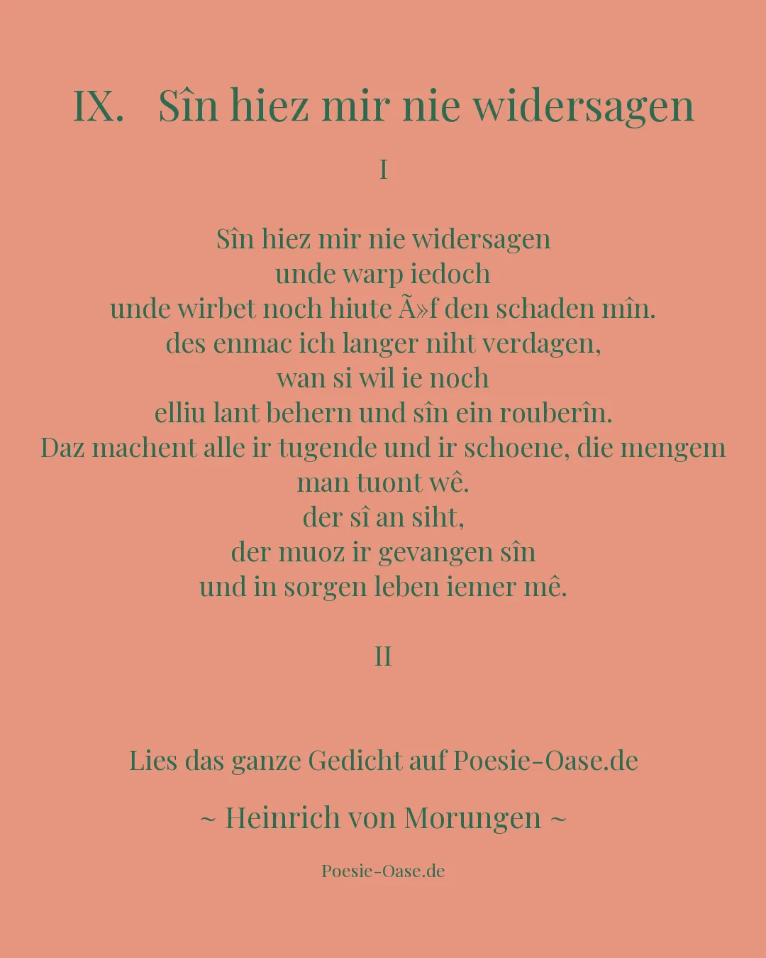 Illustration zu IX.   Sîn hiez mir nie widersagen
