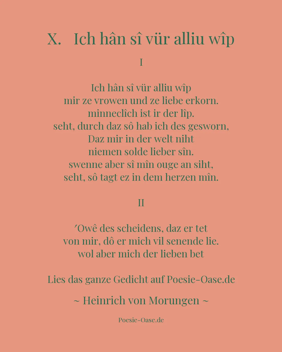 Illustration zu X.   Ich hân sî vür alliu wîp