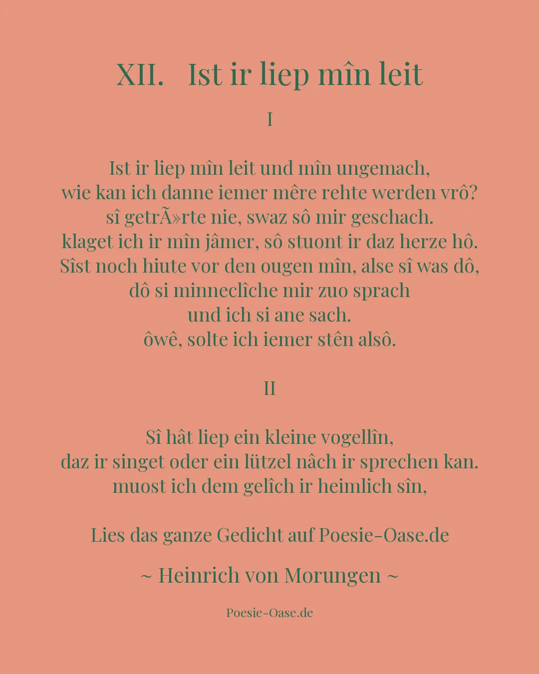 Illustration zu XII. Ist ir liep mîn leit
