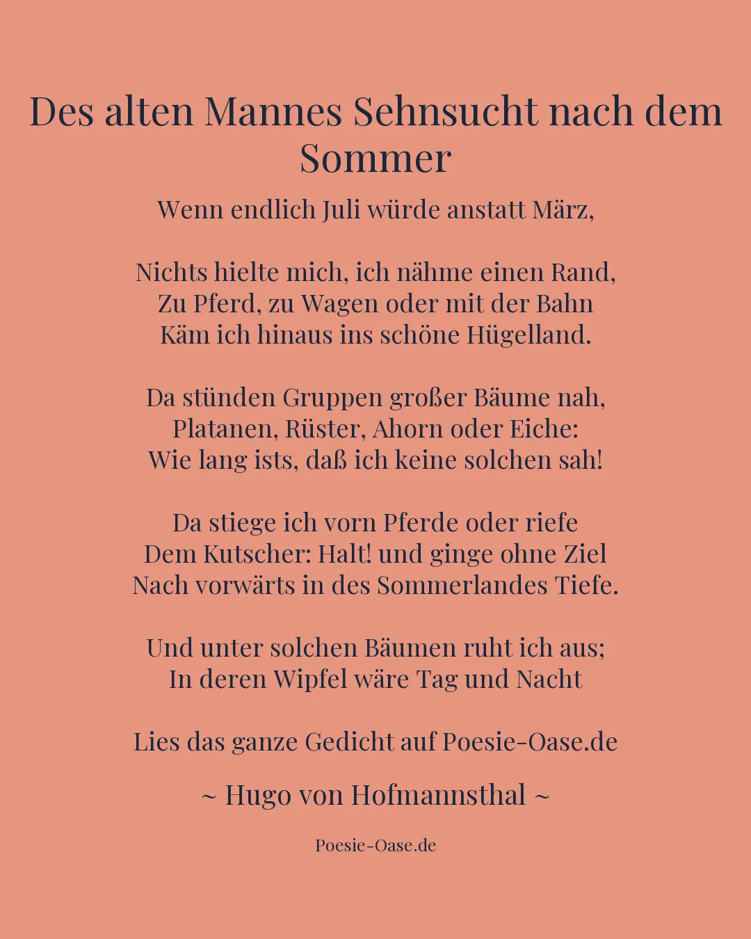 Illustration zu Des alten Mannes Sehnsucht nach dem Sommer