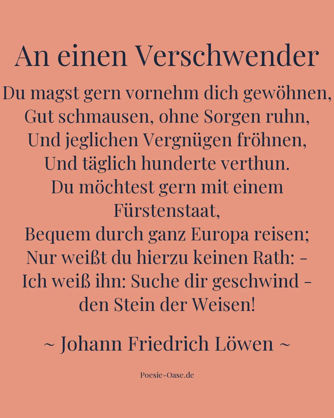 Illustration zu An einen Verschwender
