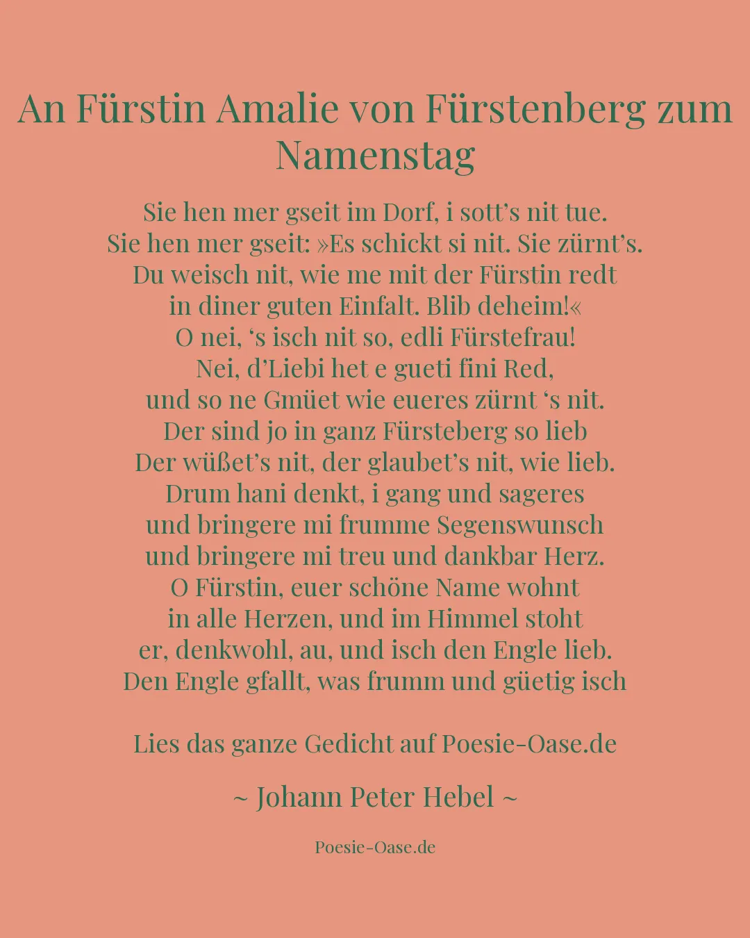 Illustration zu An Fürstin Amalie von Fürstenberg zum Namenstag