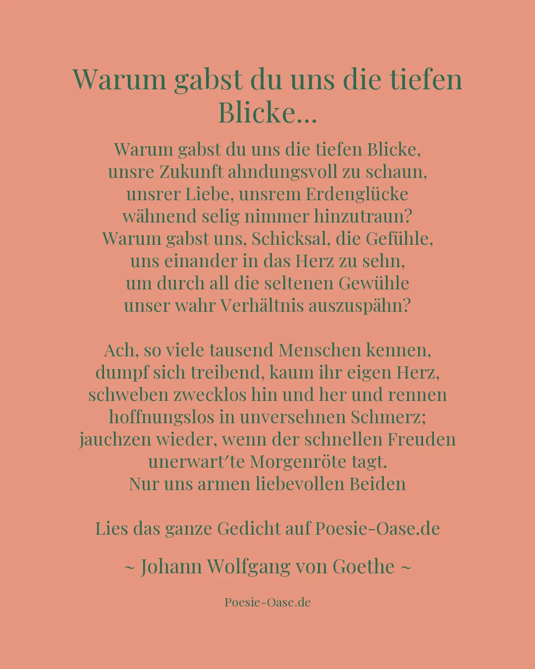 Illustration zu Warum gabst du uns die tiefen Blicke...