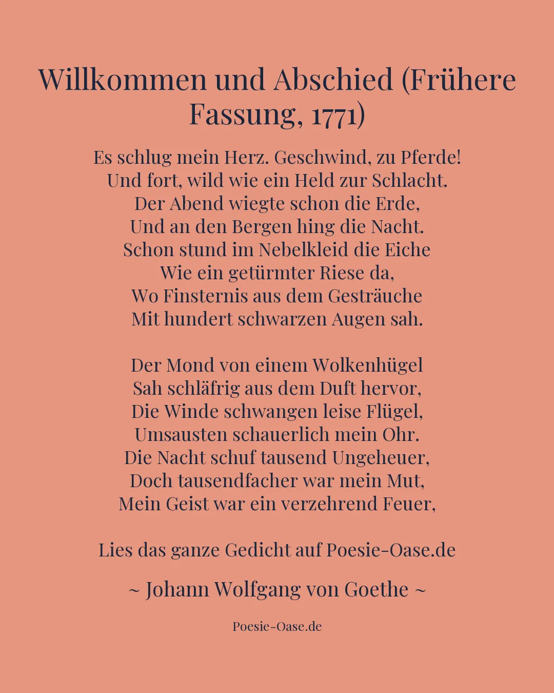 Illustration zu Willkommen und Abschied (Frühere Fassung, 1771)