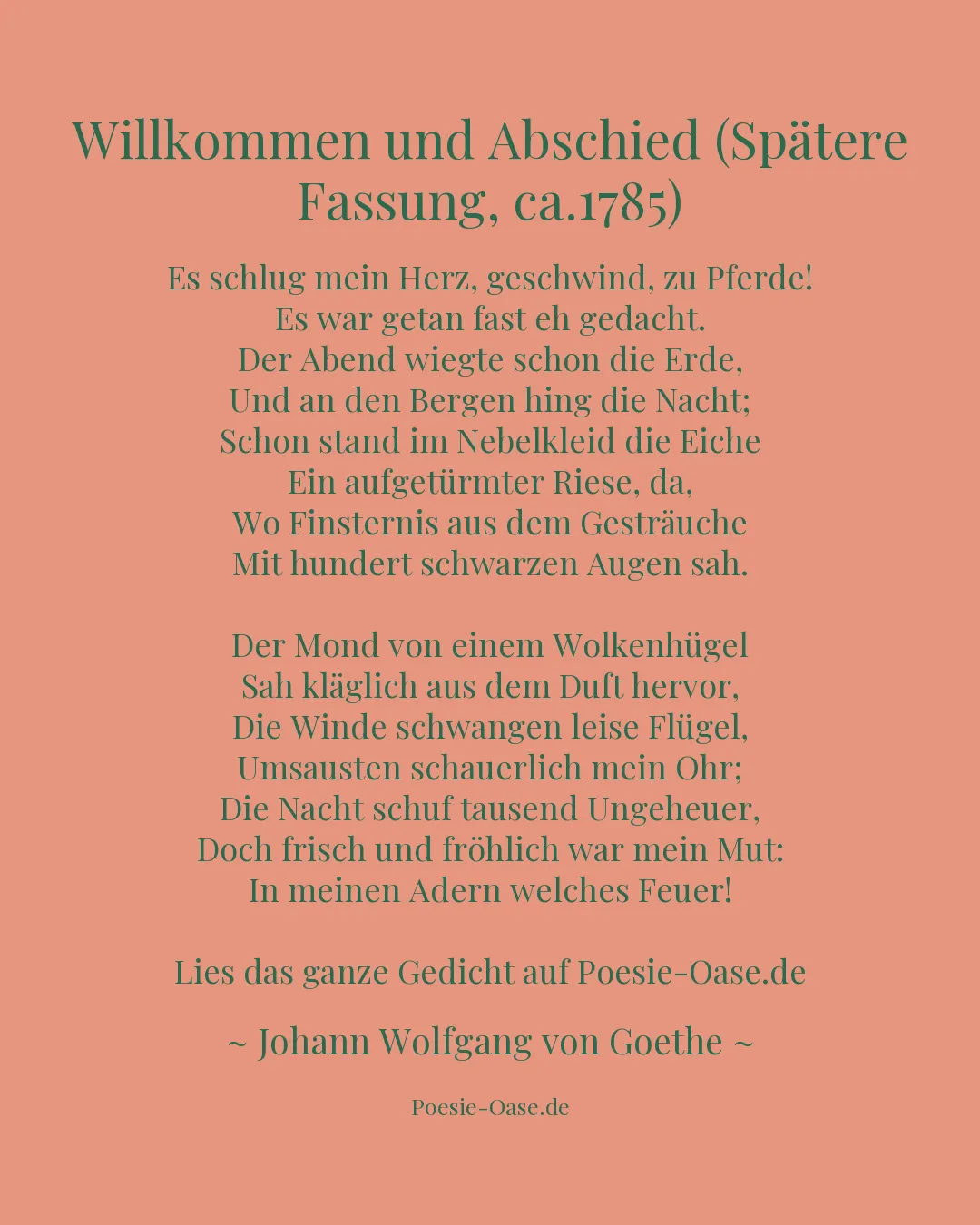 Illustration zu Willkommen und Abschied (Spätere Fassung, ca.1785)
