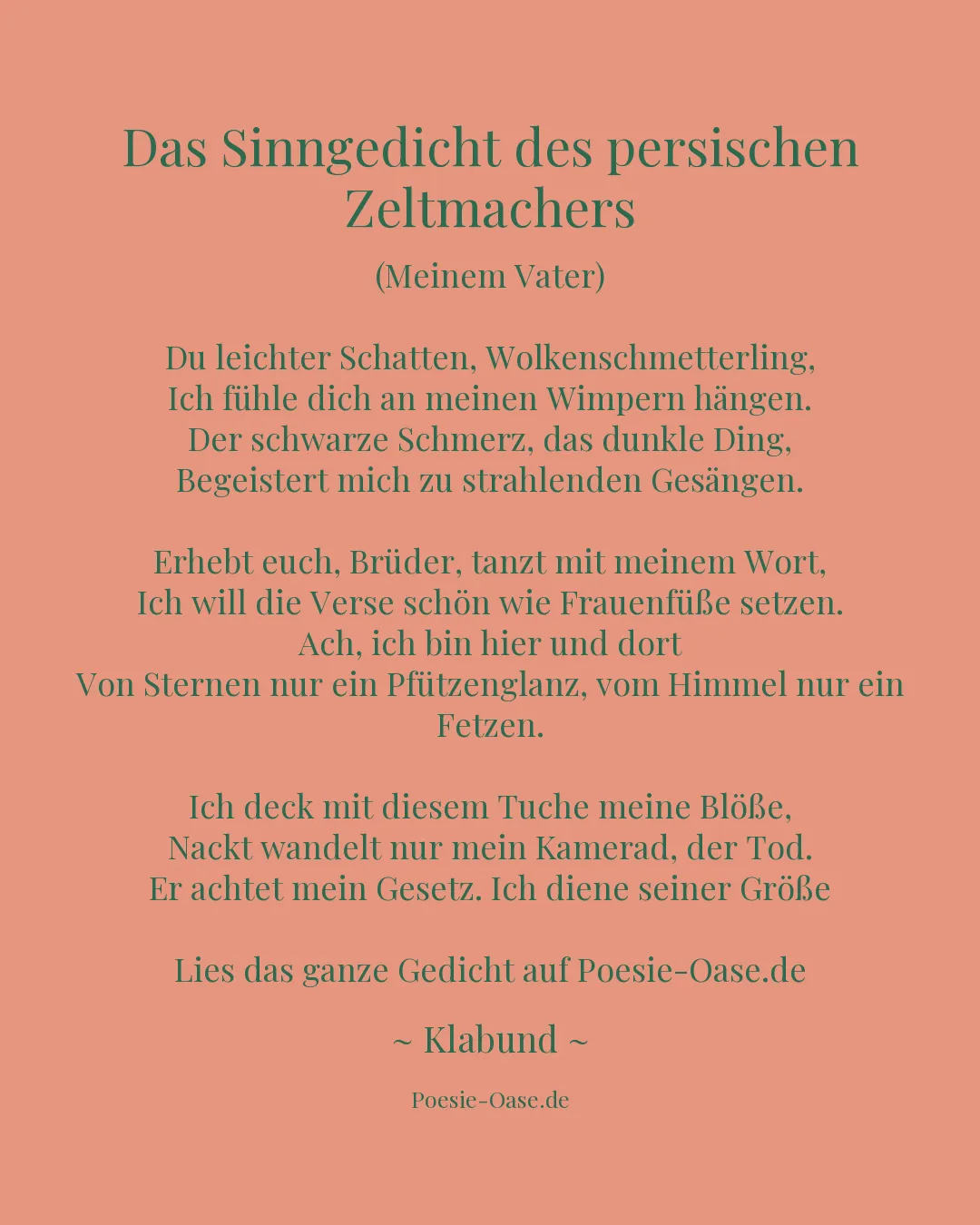 Illustration zu Das Sinngedicht des persischen Zeltmachers