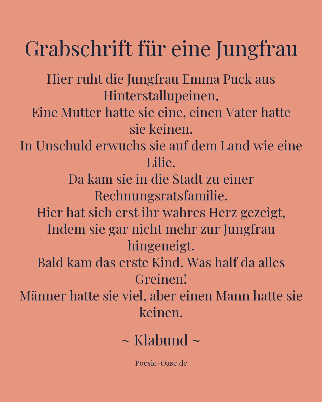 Illustration zu Grabschrift für eine Jungfrau