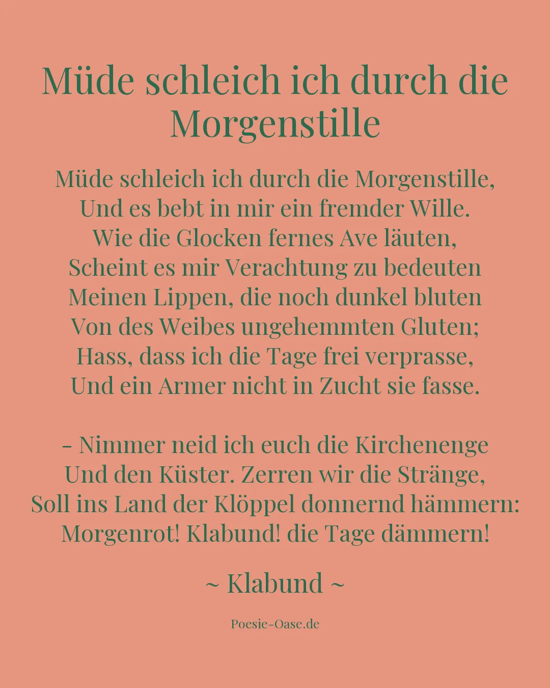 Illustration zu Müde schleich ich durch die Morgenstille