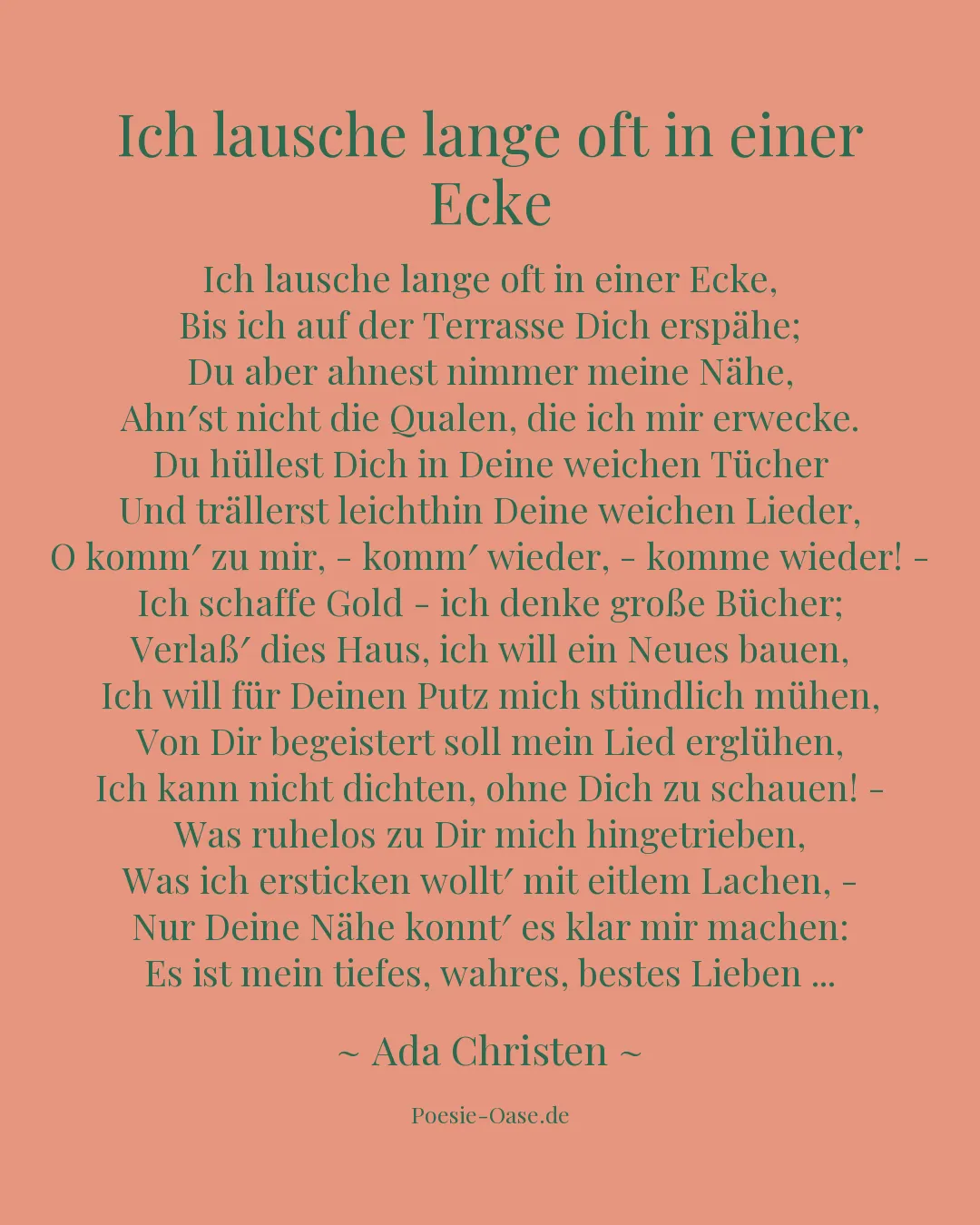 Illustration zu Ich lausche lange oft in einer Ecke