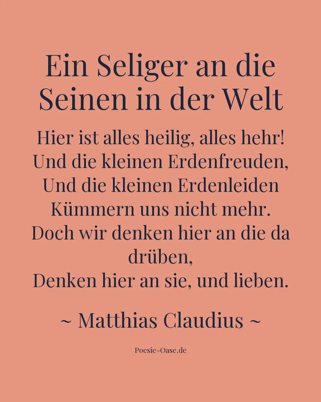 Illustration zu Ein Seliger an die Seinen in der Welt