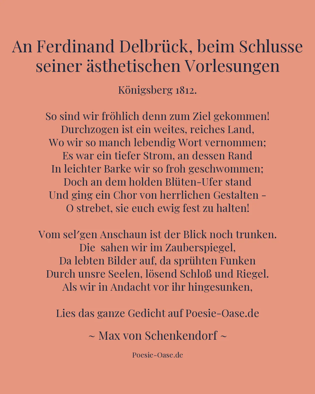 Illustration zu An Ferdinand Delbrück, beim Schlusse seiner ästhetischen Vorlesungen