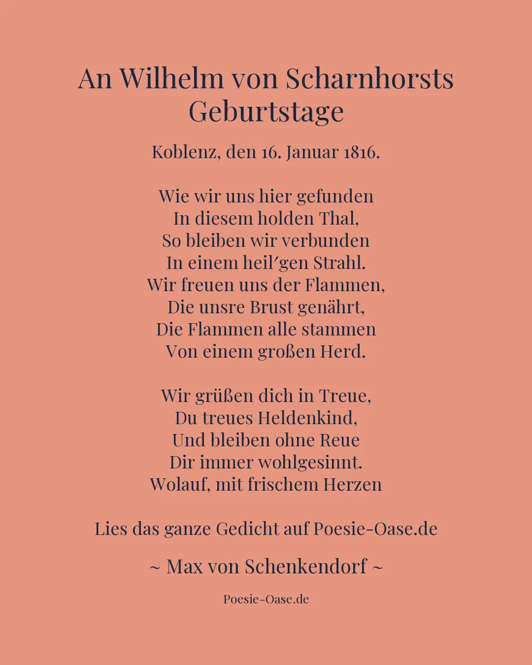 Illustration zu An Wilhelm von Scharnhorsts Geburtstage