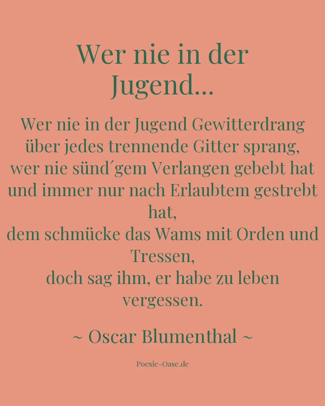 Illustration zu Wer nie in der Jugend...