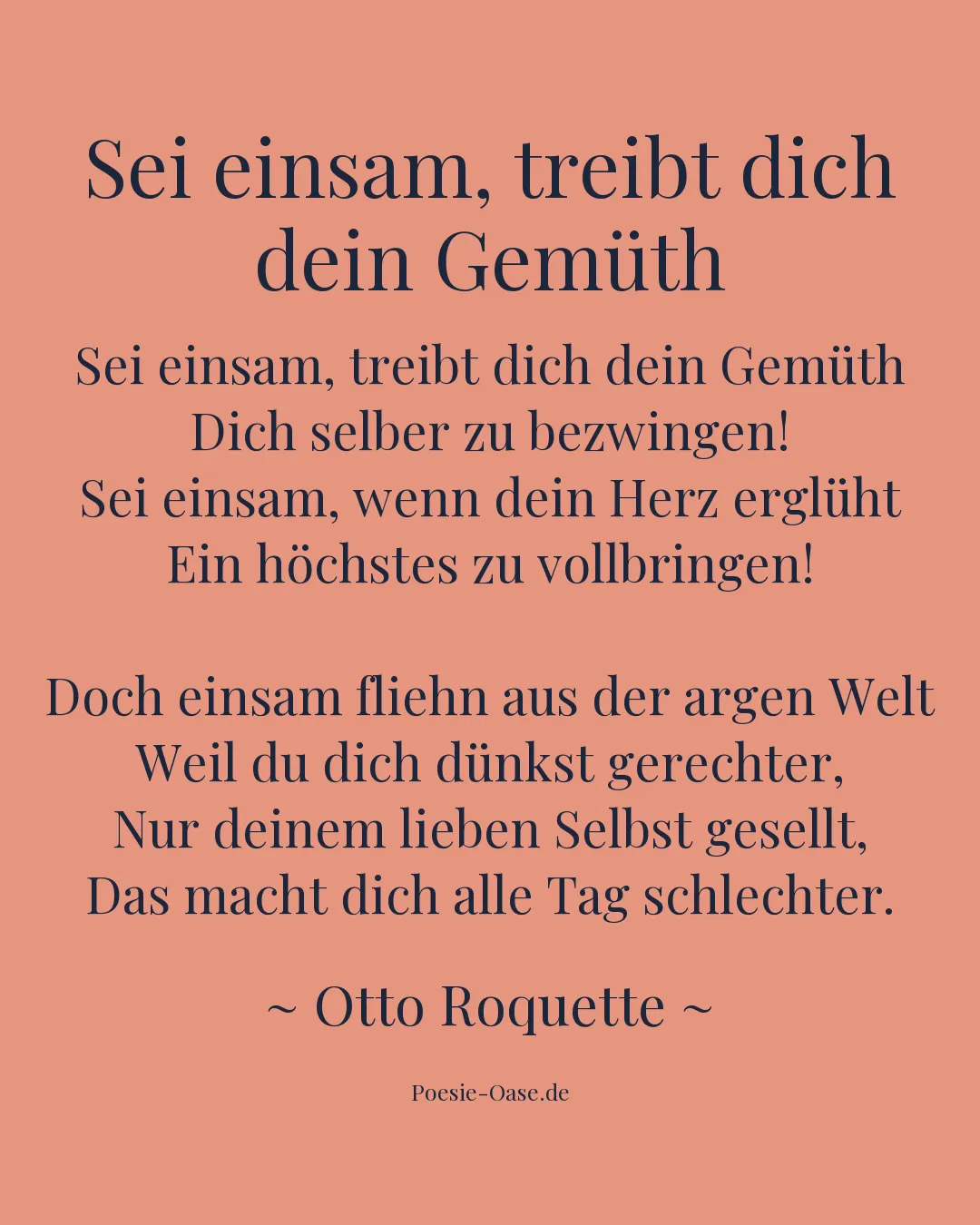 Illustration zu Sei einsam, treibt dich dein Gemüth