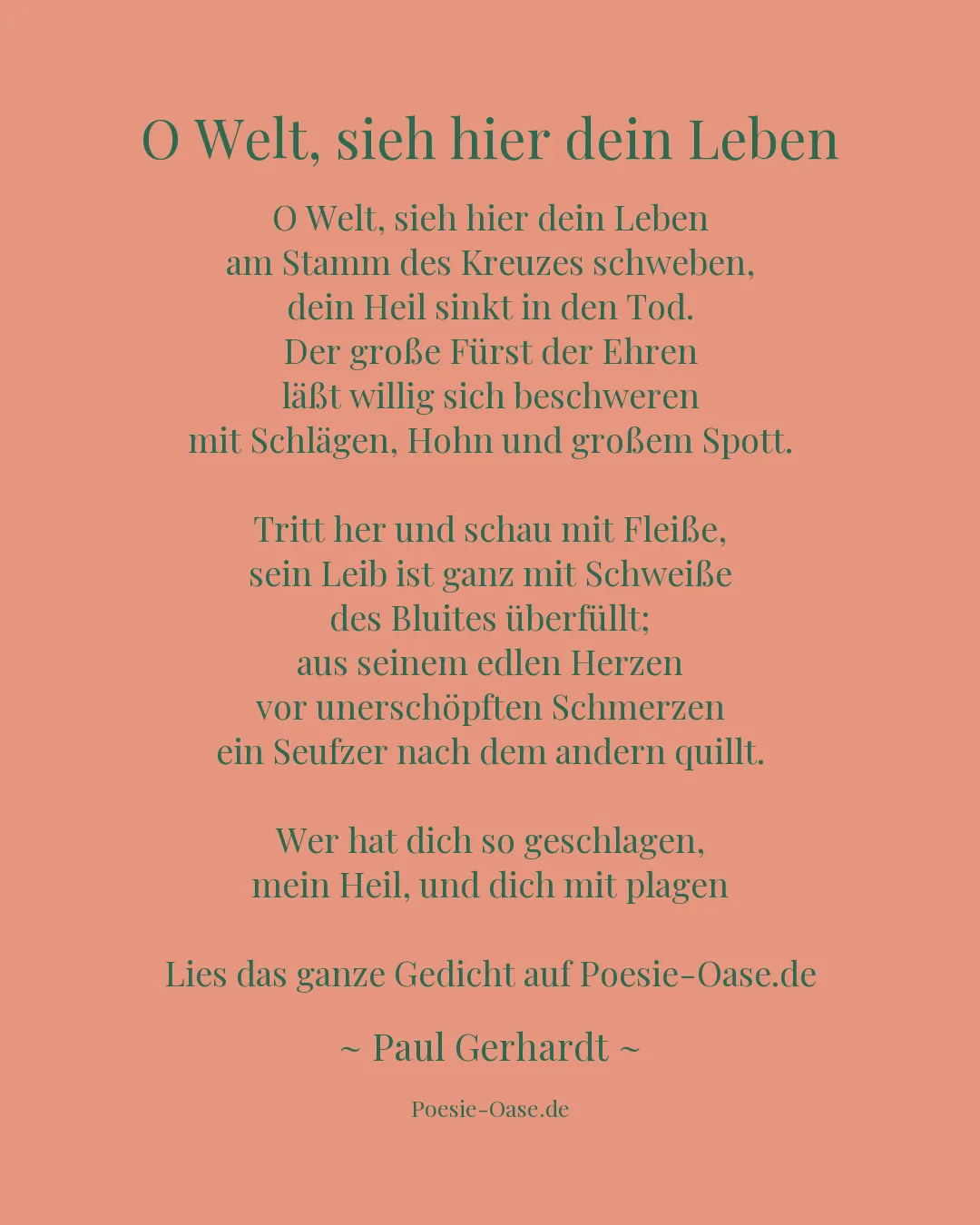 Illustration zu O Welt, sieh hier dein Leben