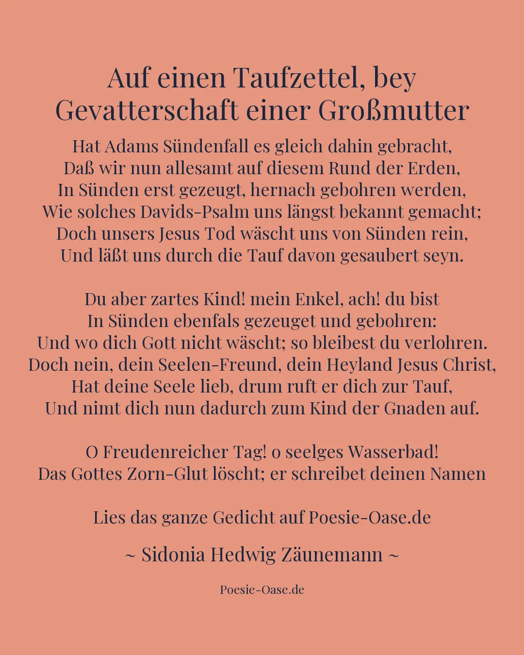 Illustration zu Auf einen Taufzettel, bey Gevatterschaft einer Großmutter