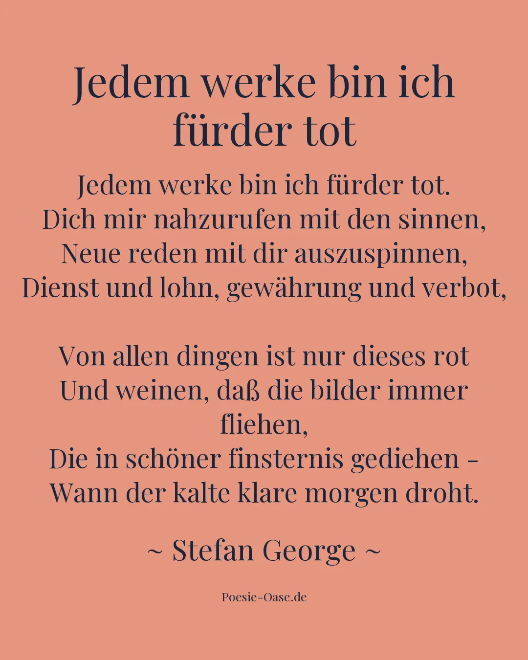 Illustration zu Jedem werke bin ich fürder tot