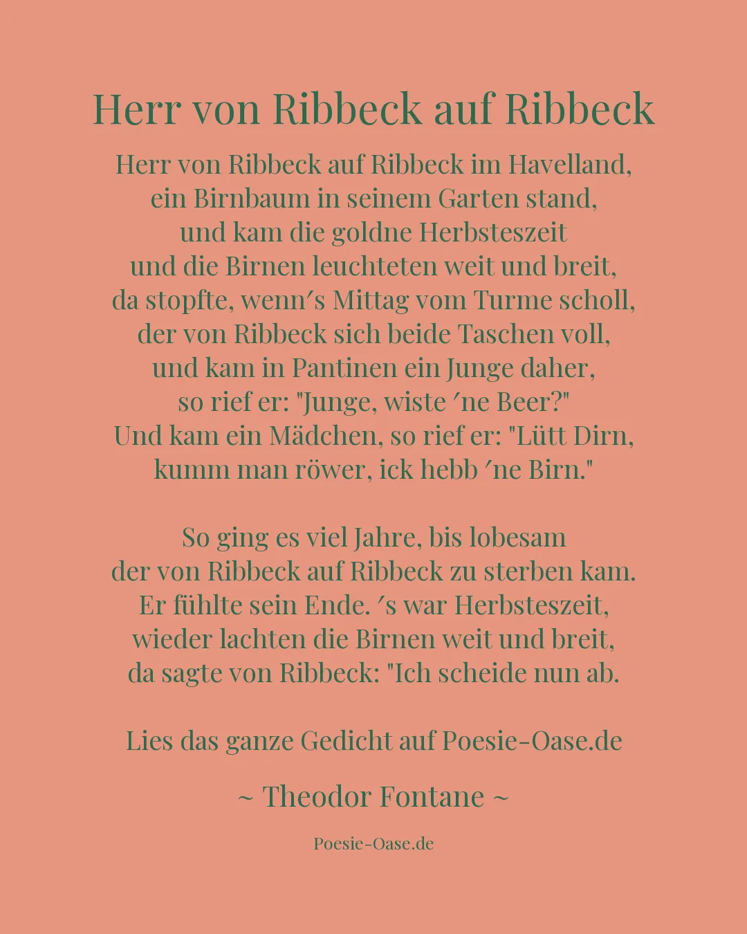 Illustration zu Herr von Ribbeck auf Ribbeck
