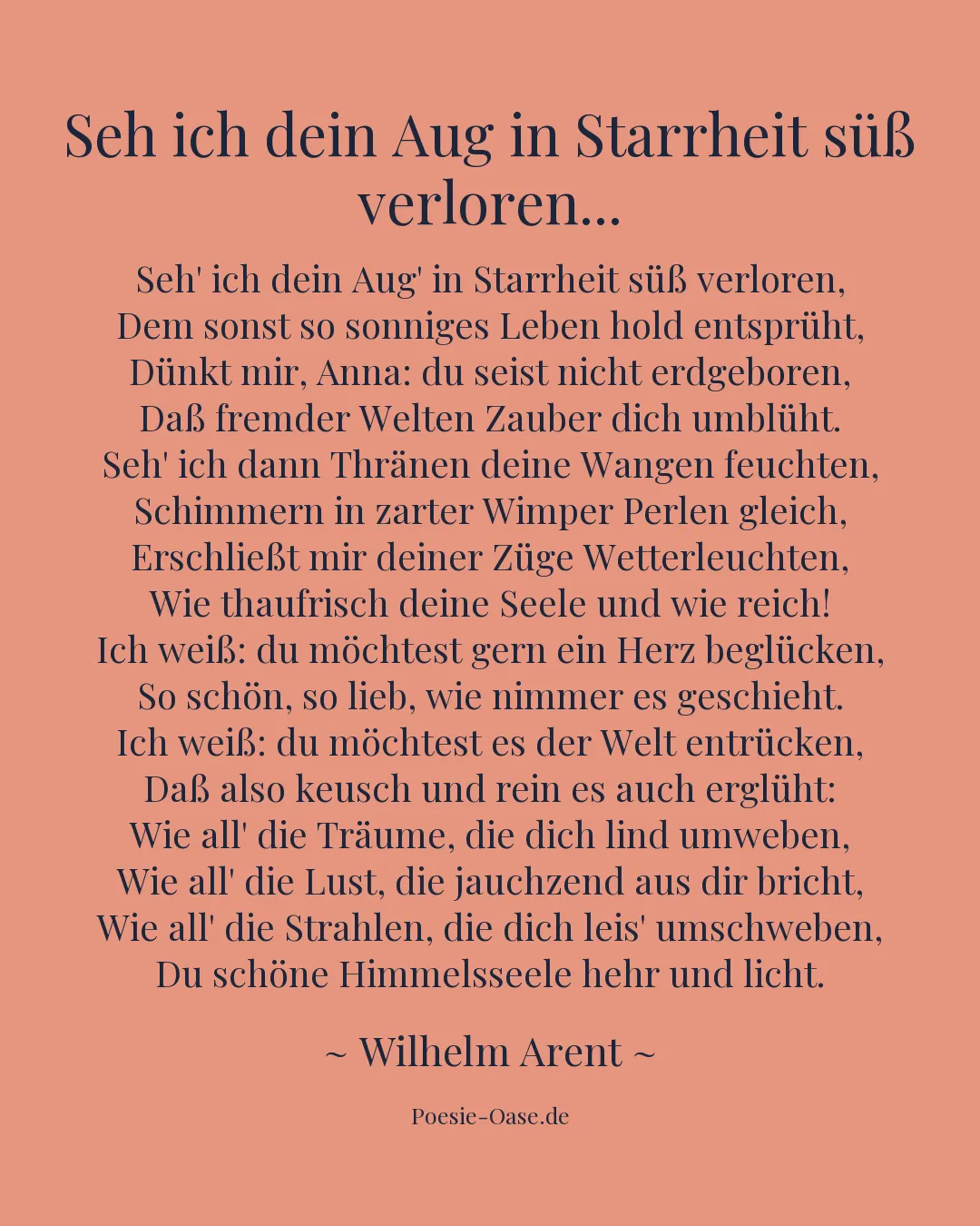 Illustration zu Seh ich dein Aug in Starrheit süß verloren...