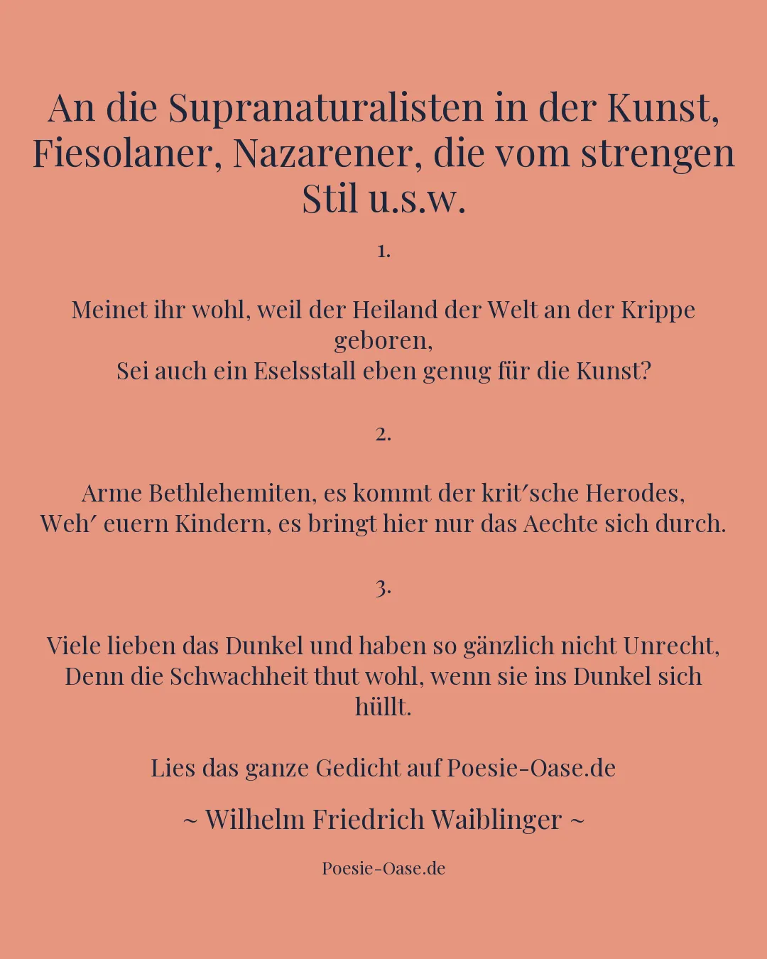 Illustration zu An die Supranaturalisten in der Kunst, Fiesolaner, Nazarener, die vom strengen Stil u.s.w.