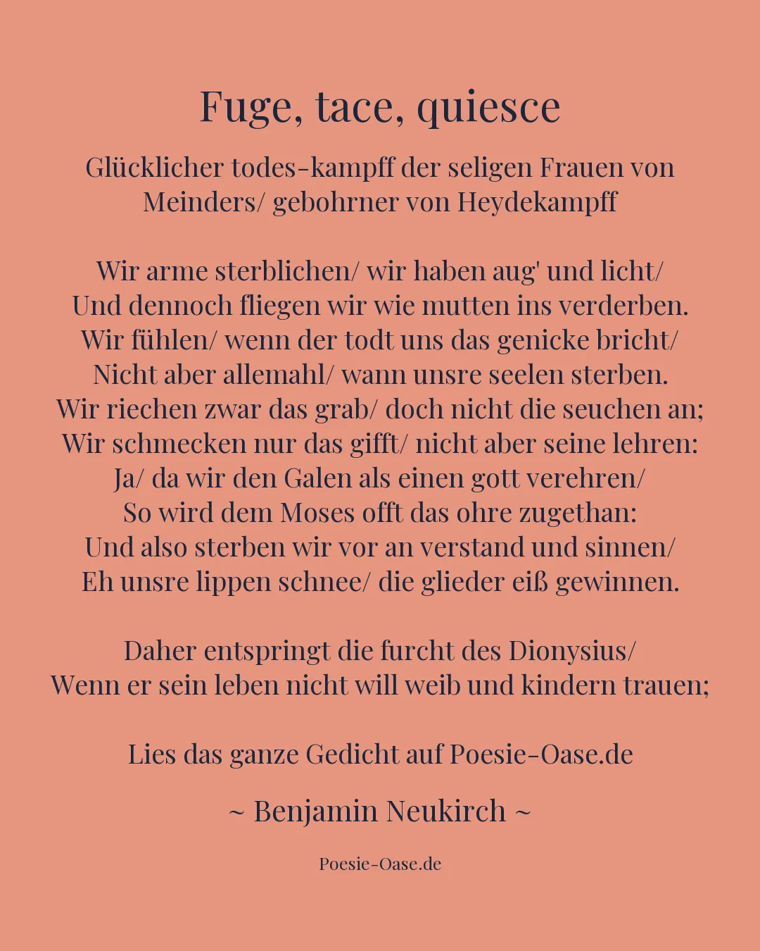 Illustration zu Fuge, tace, quiesce