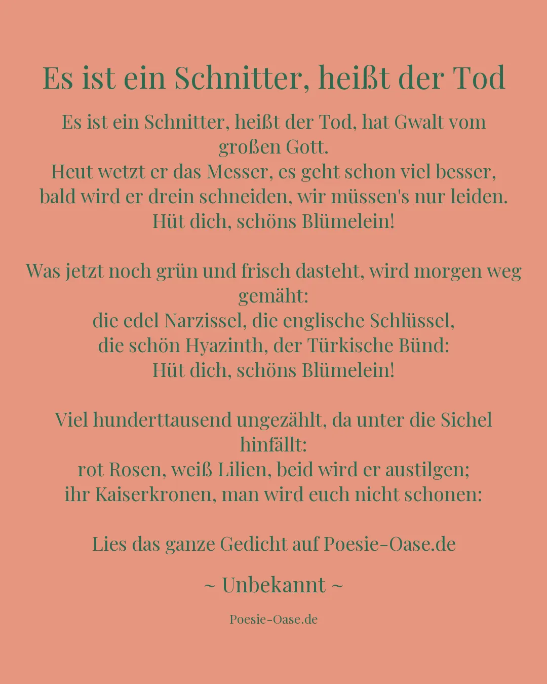 Illustration zu Es ist ein Schnitter, heißt der Tod