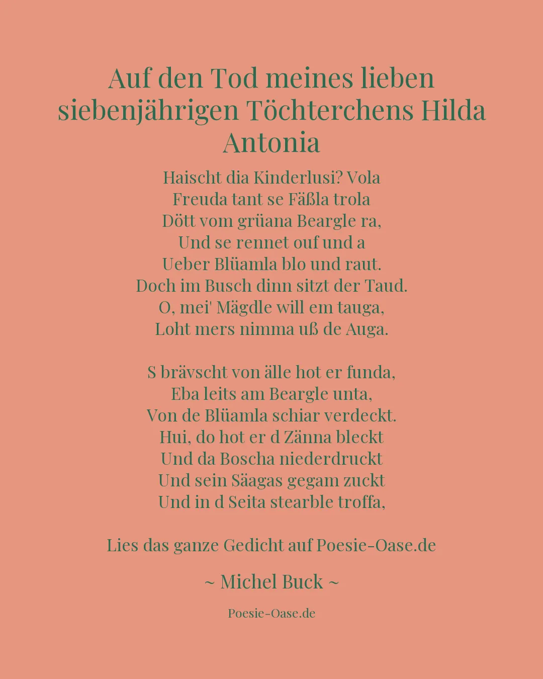 Illustration zu Auf den Tod meines lieben siebenjährigen Töchterchens Hilda Antonia