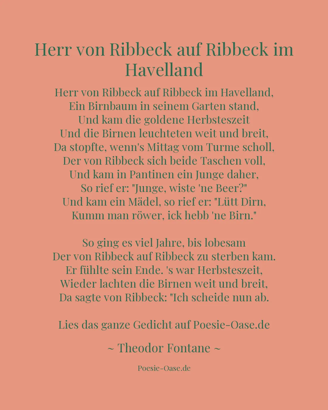 Illustration zu Herr von Ribbeck auf Ribbeck im Havelland