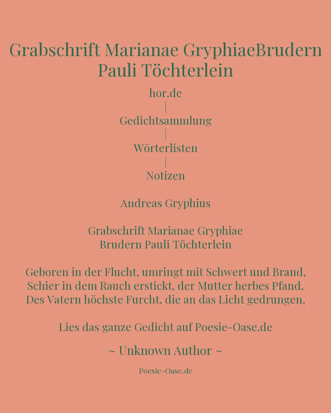 Illustration zu Grabschrift Marianae GryphiaeBrudern Pauli Töchterlein