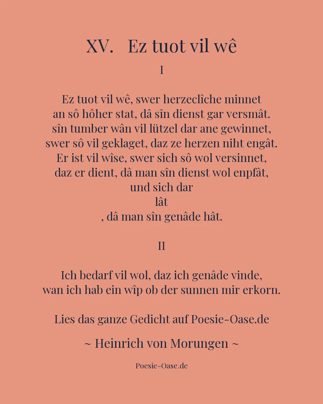 Illustration zu XV.   Ez tuot vil wê