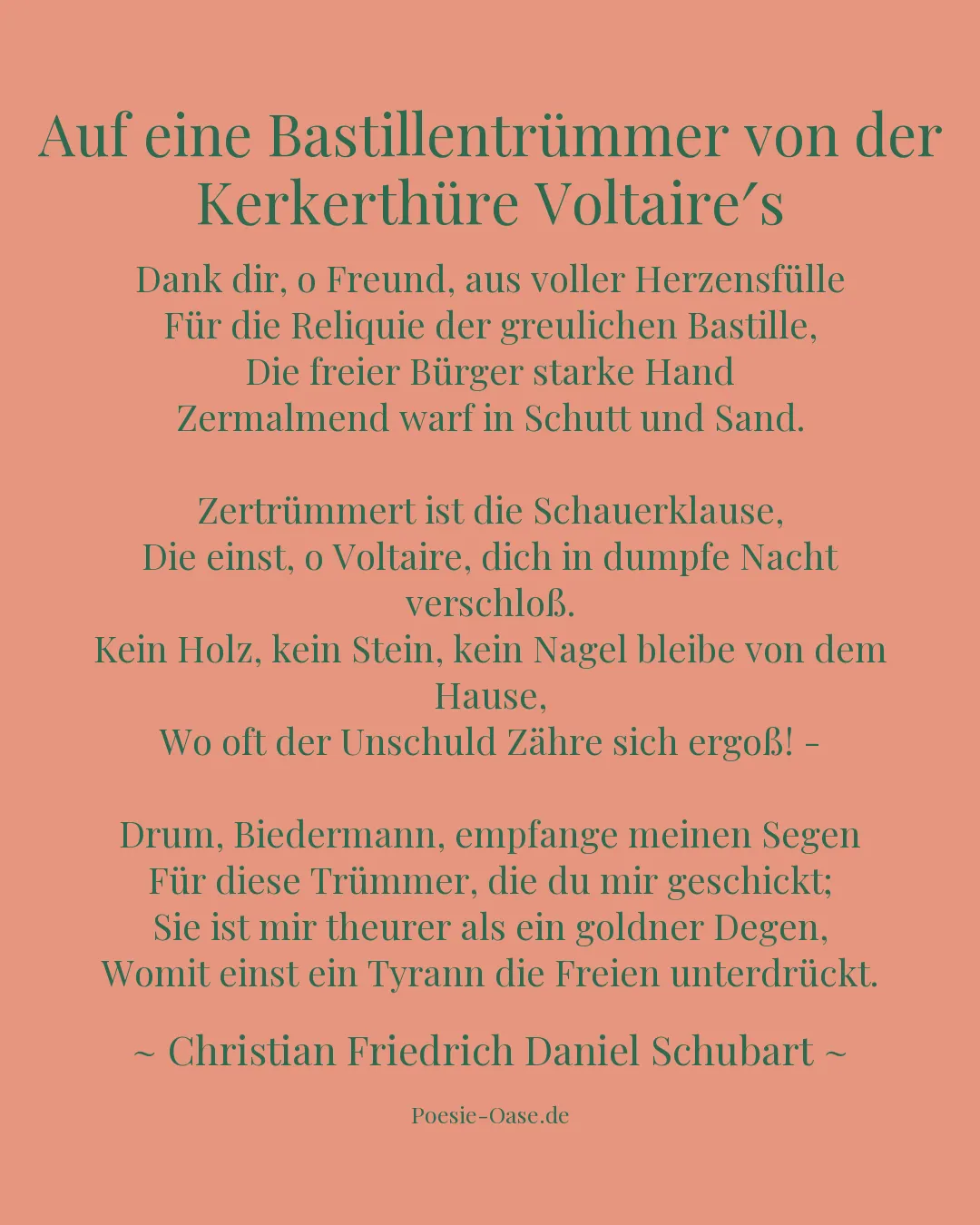 Illustration zu Auf eine Bastillentrümmer von der Kerkerthüre Voltaire′s