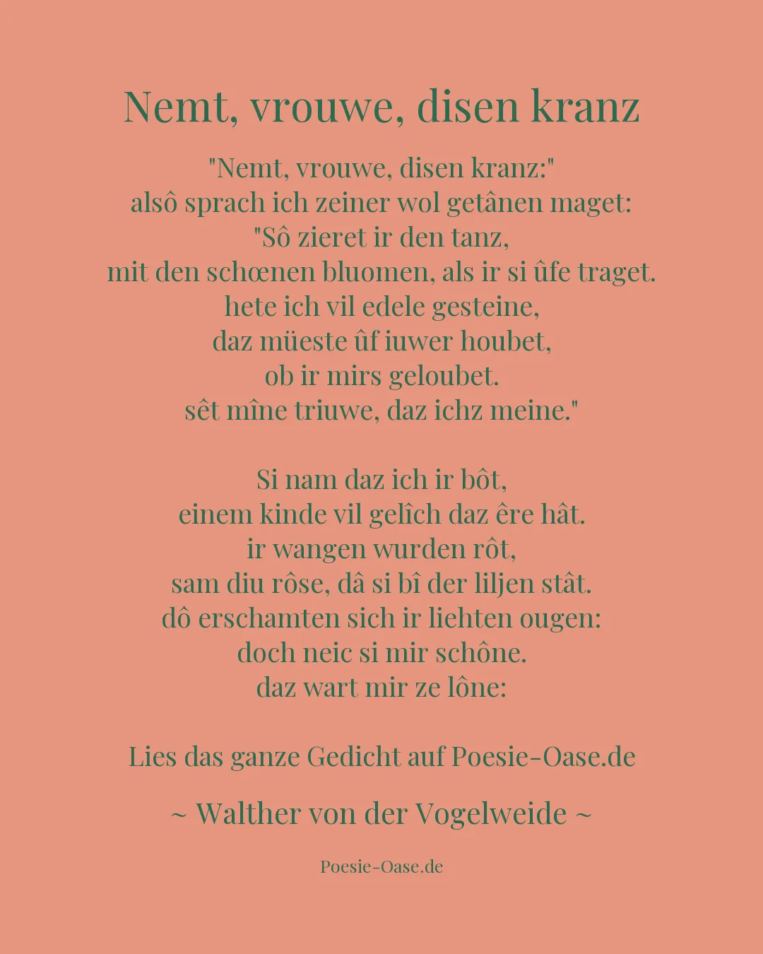 Illustration zu Nemt, vrouwe, disen kranz