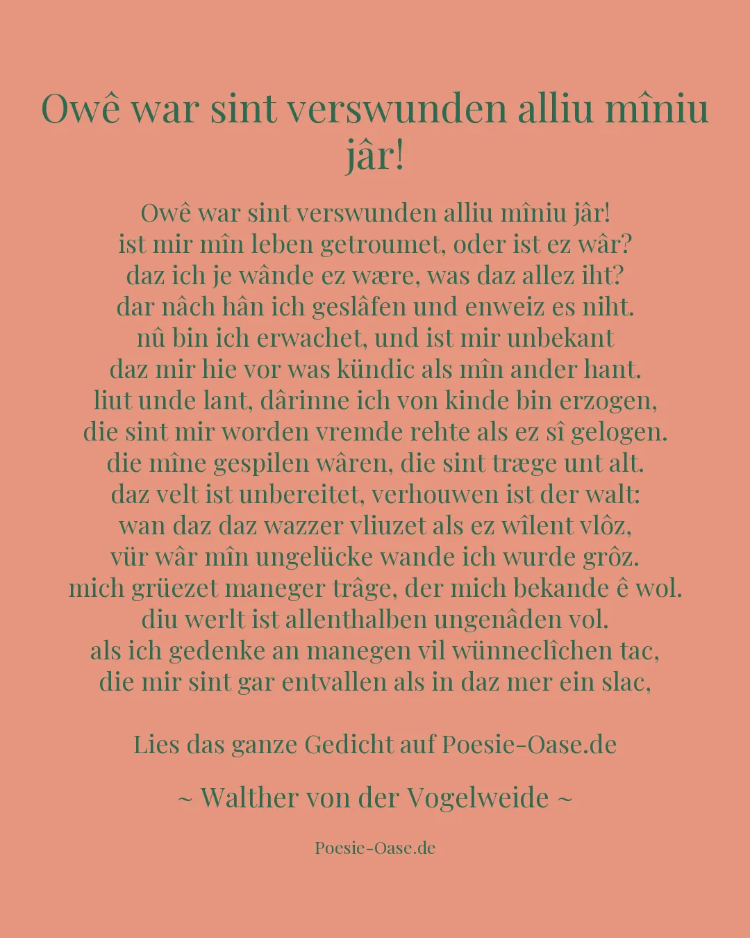 Illustration zu Owê war sint verswunden alliu mîniu jâr!