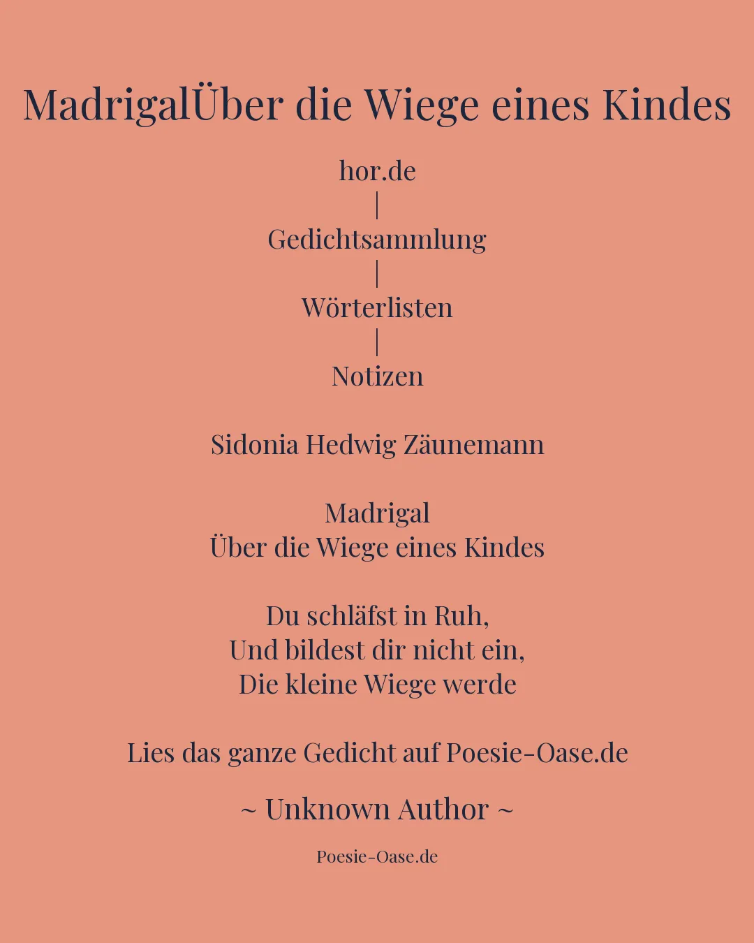 Illustration zu MadrigalÜber die Wiege eines Kindes