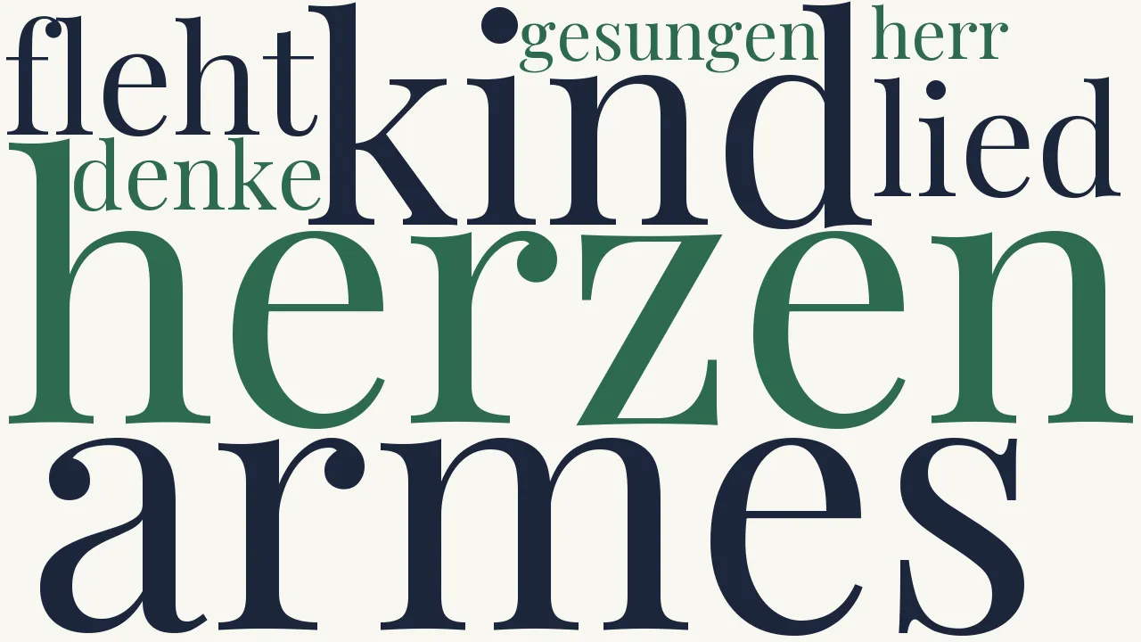 Wortwolke zu Armes Kind, es fleht dies Lied