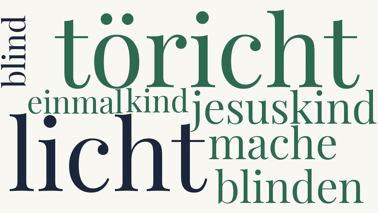 Wortwolke zu Jesuskind, du Licht der Blinden...
