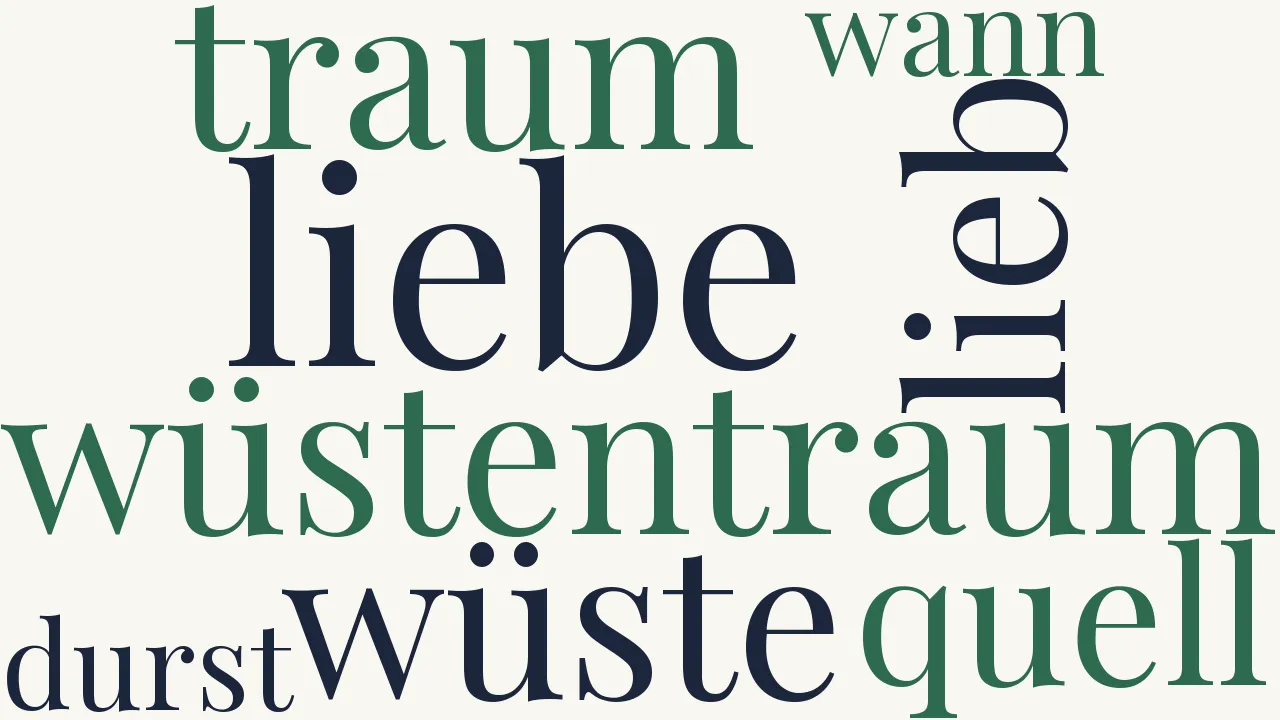 Wortwolke zu O Traum der Wüste, Liebe, endlos Sehnen...